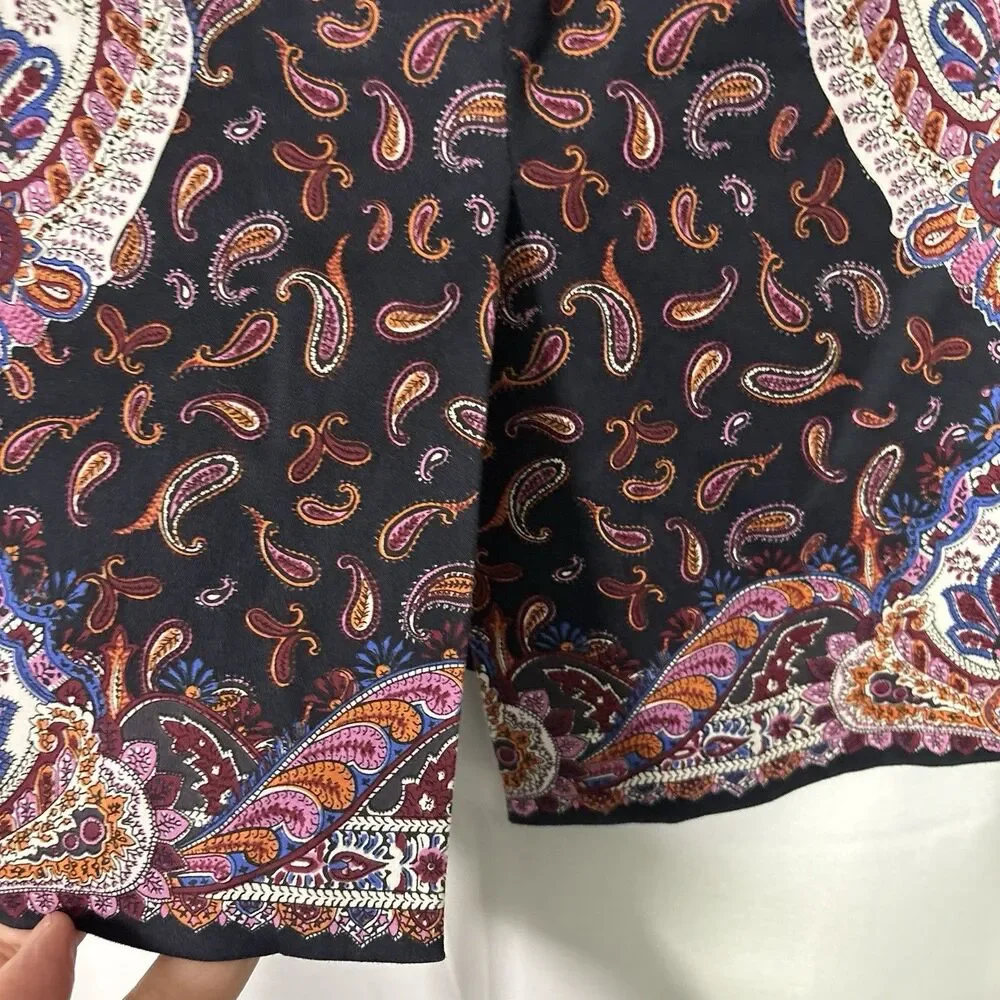 J. Crew The Pencil Skirt Sz 8 Purple Pink Paisley Cotton Stretch Work Office